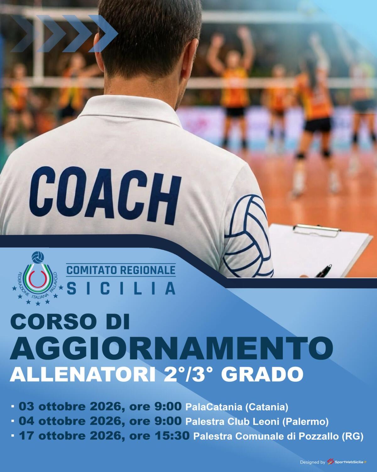 FIPAV Sicilia indice tre corsi di aggiornamento per allenatori: Catania, Palermo e Pozzallo in ottobre - 