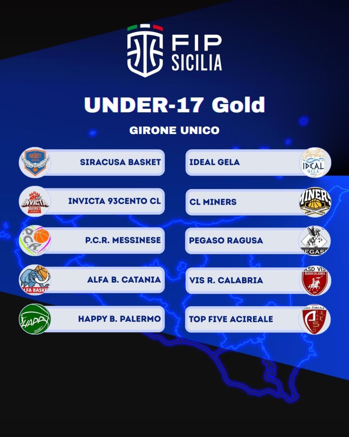 U17 Gold Sicilia: il girone unico a 10 squadre parte il 2 novembre