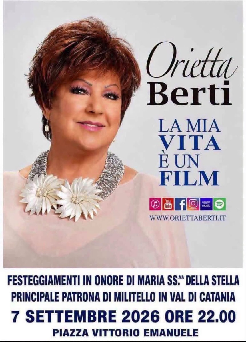 Locandina concerto Orietta Berti a Militello in Val di Catania