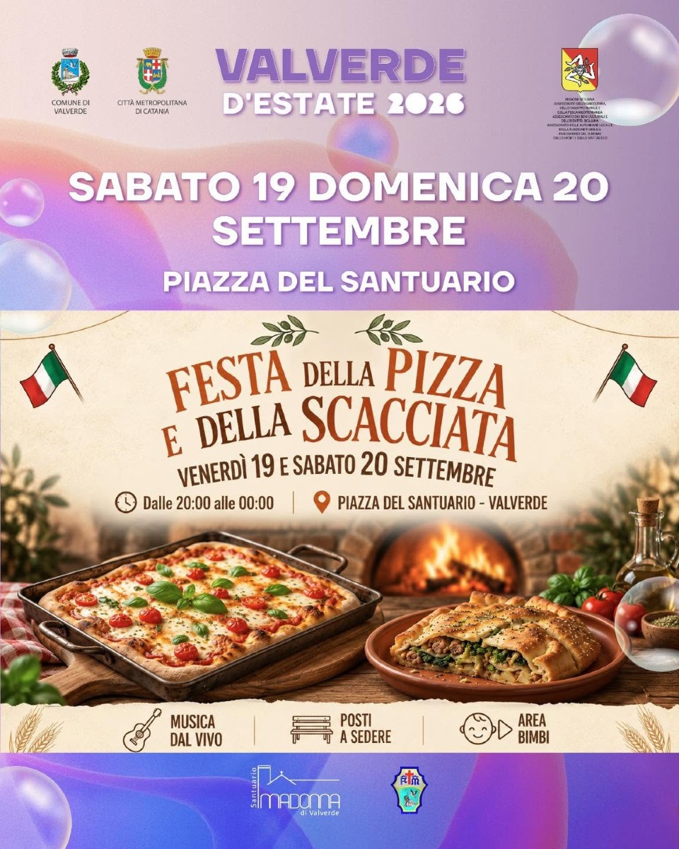 Locandina Festa della Pizza e della Scacciata a Valverde