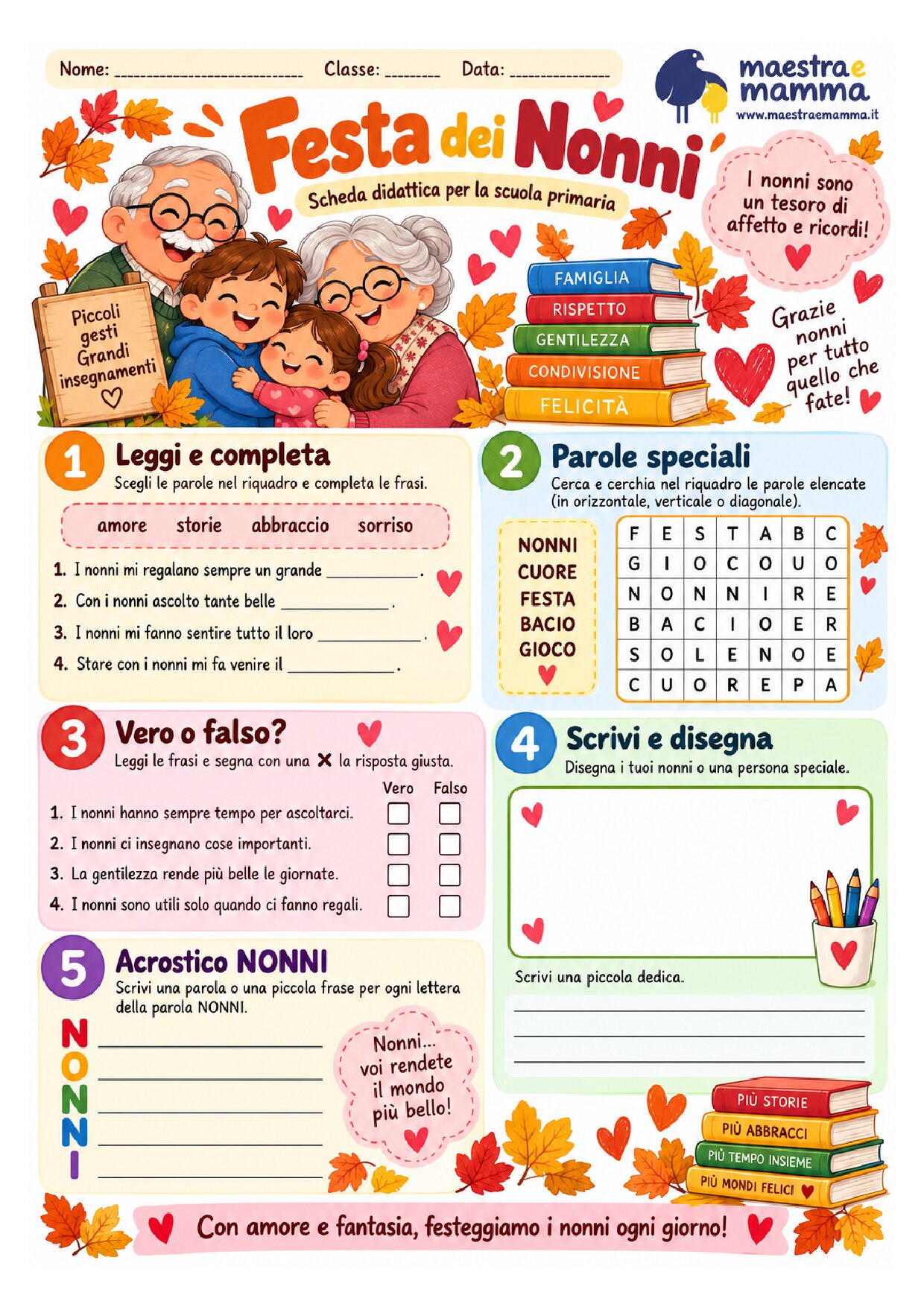 Festa dei Nonni: scheda didattica per la scuola primaria