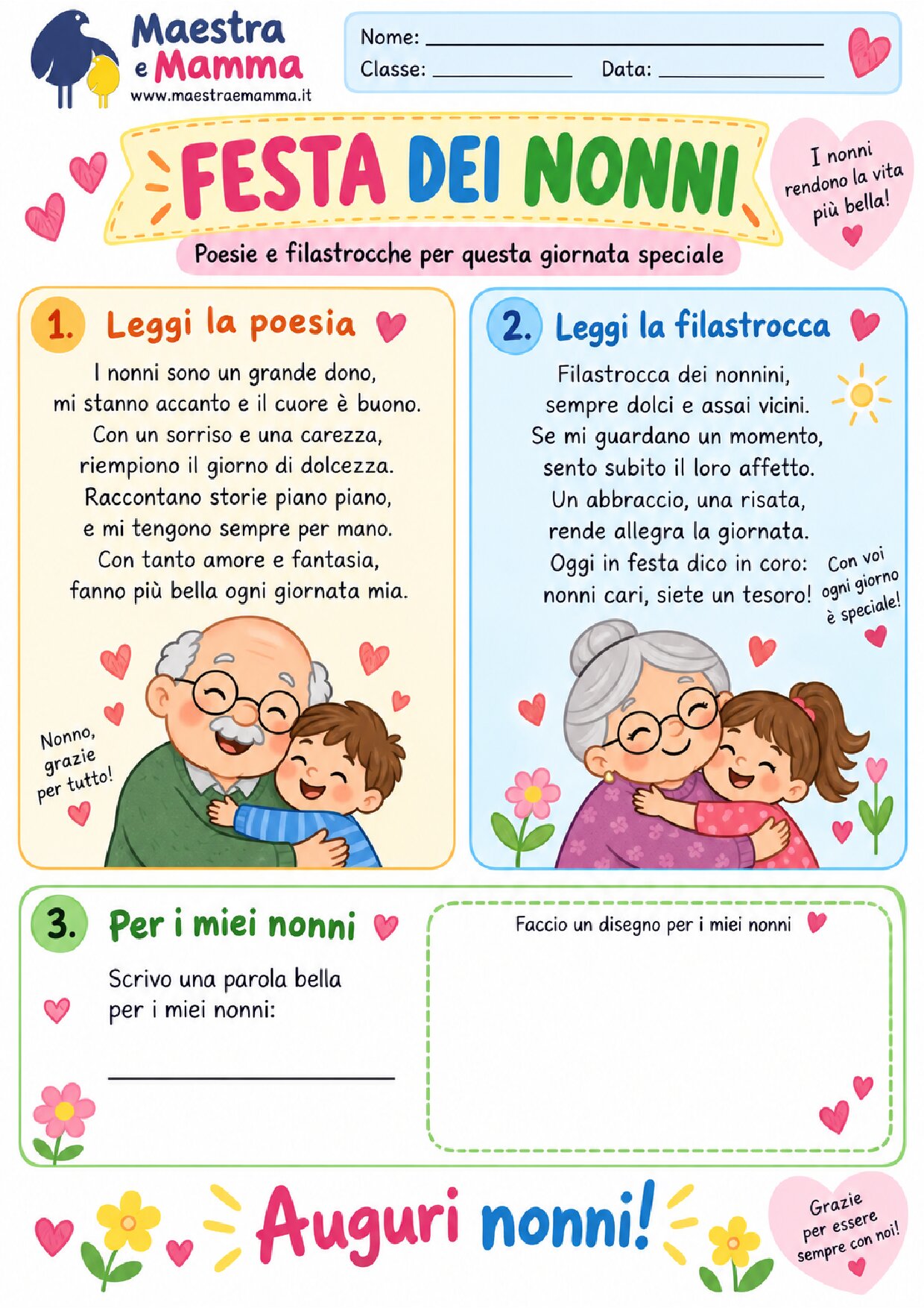 Festa dei nonni: poesie e filastrocche per la scuola primaria
