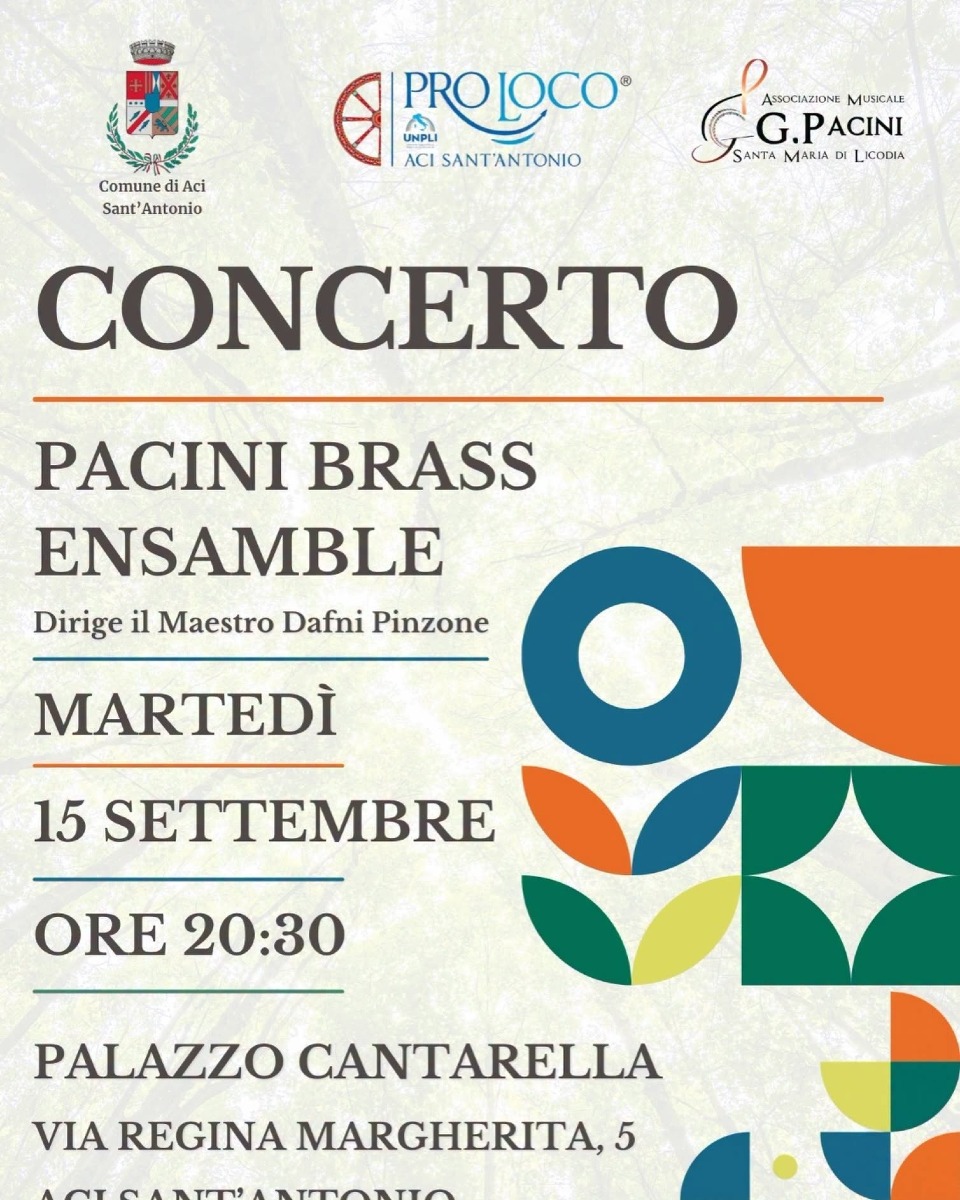 Locandina concerto Pacini Brass Ensamble a Aci Sant'Antonio