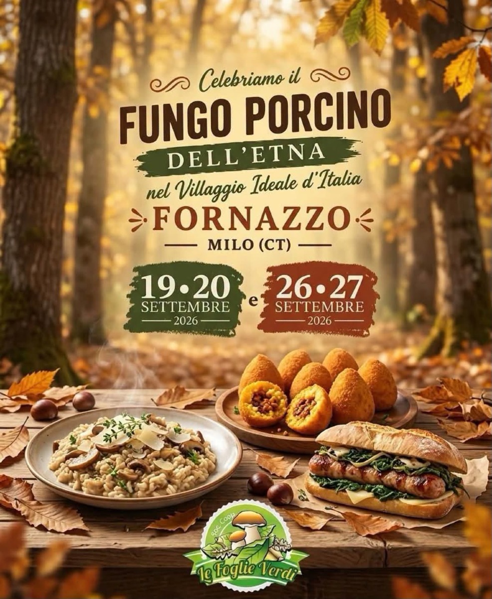 Locandina Festa del Fungo Porcino dell'Etna a Fornazzo