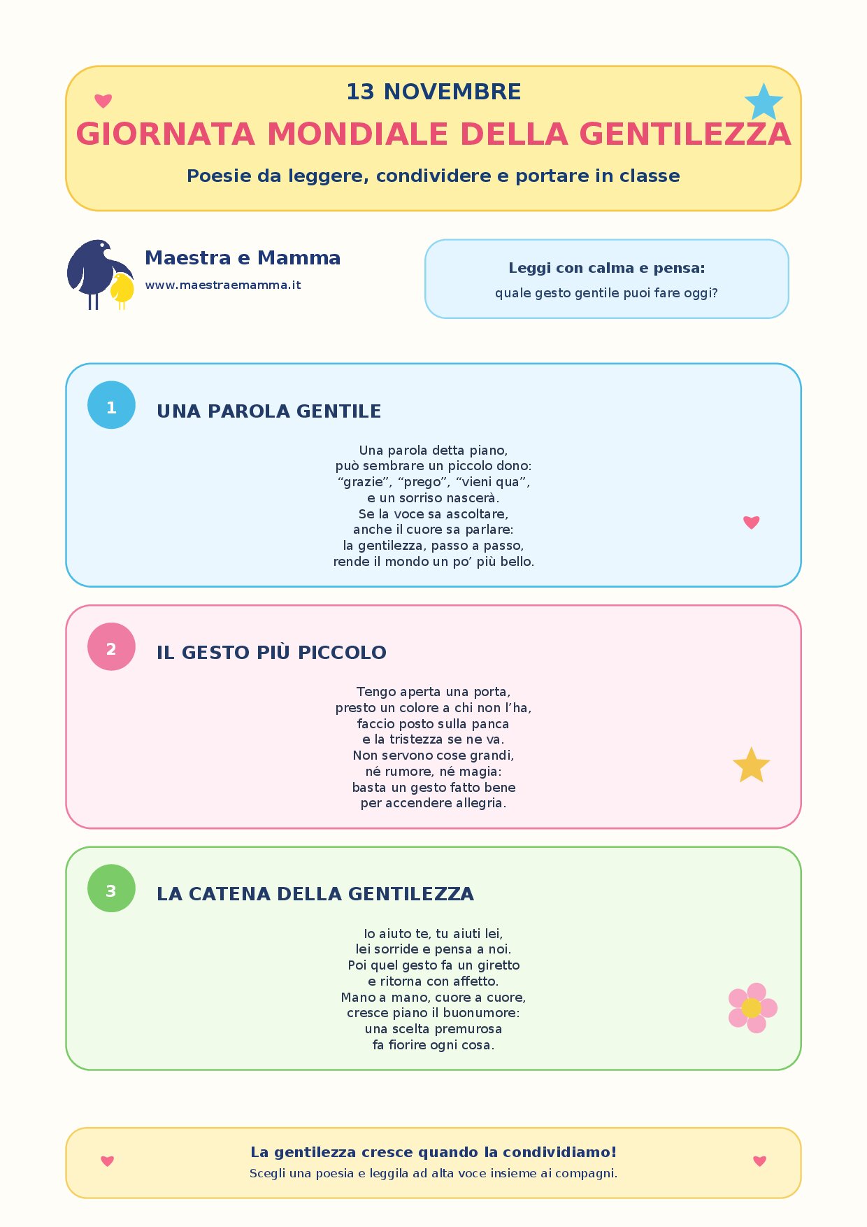 Raccolta di poesie per la Giornata mondiale della gentilezza