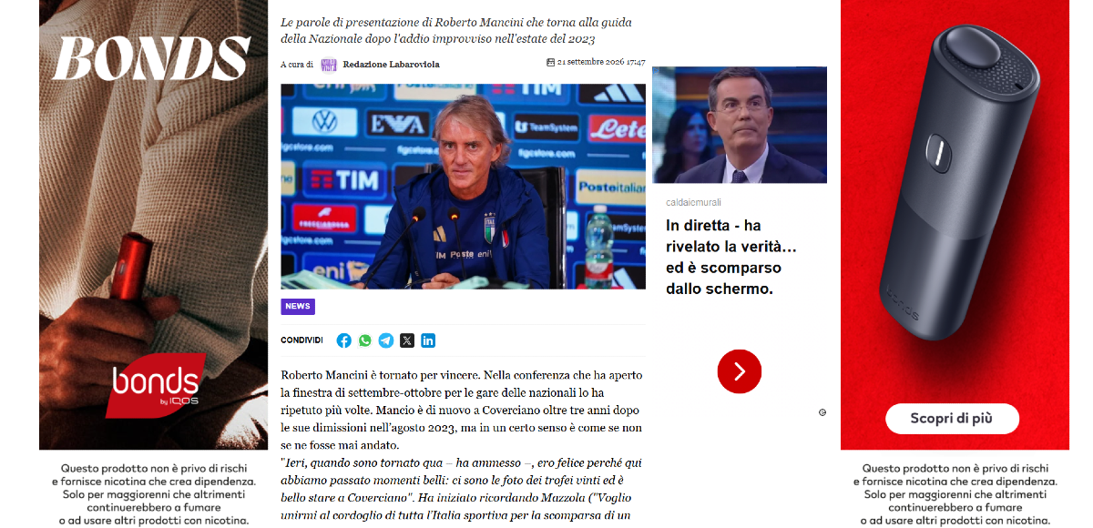 Ancora un banner riconducibile ai pattern osservati nelle campagne di ad cloaking.