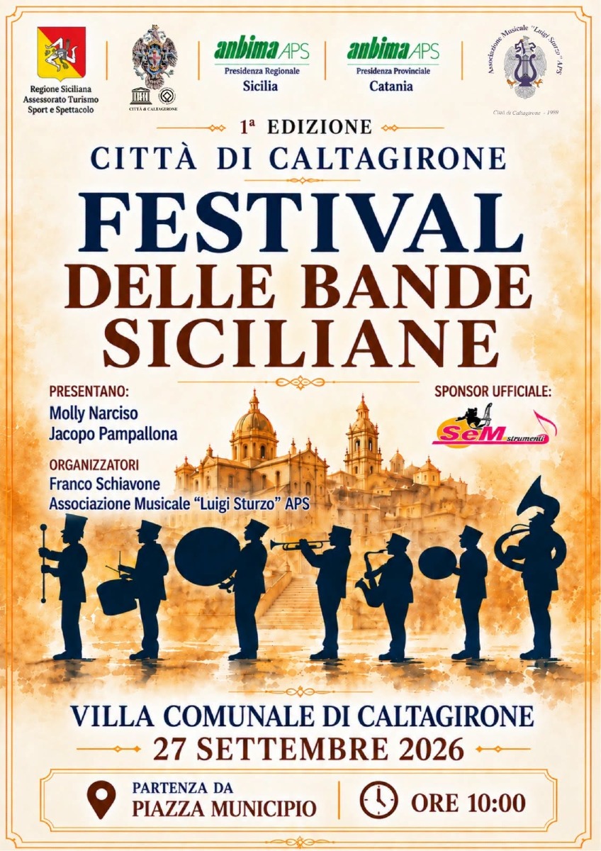 Locandina del Festival delle Bande siciliane a Caltagirone