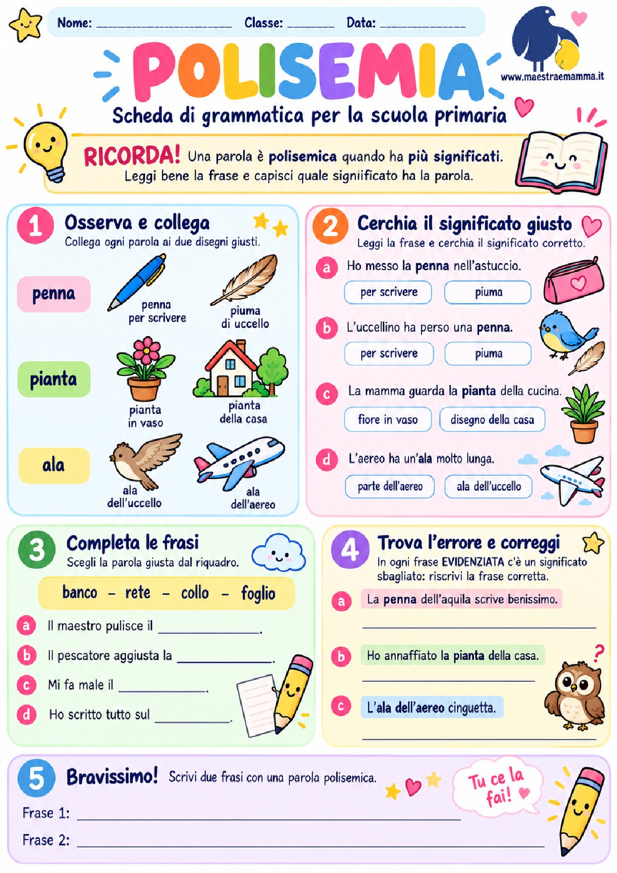 Polisemia: esempi ed esercizi per la scuola primaria