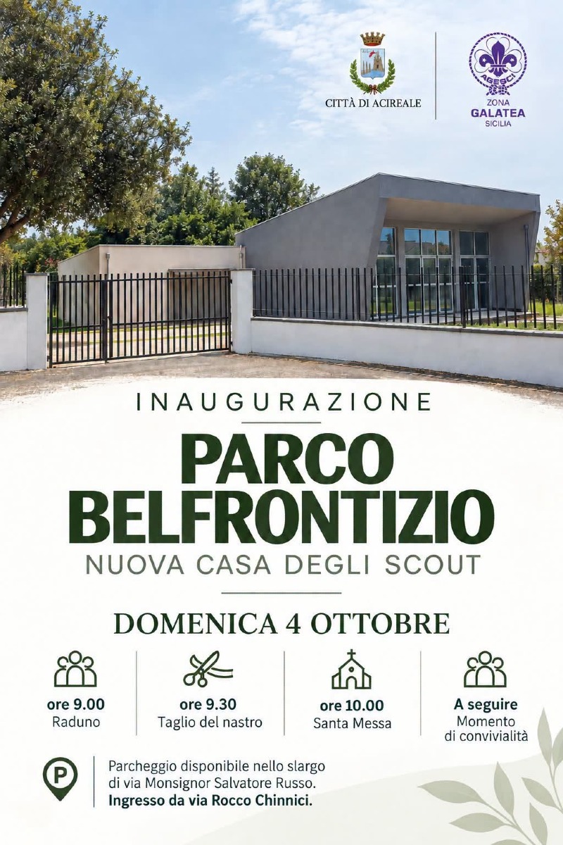 Locandina inaugurazione Parco degli Scout a Acireale