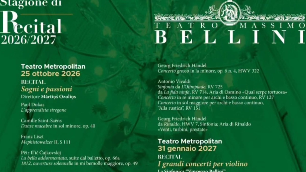 Teatro Massimo Bellini: nuovi abbonamenti e biglietti per la Stagione Concerti e Recital 2026-27 - 