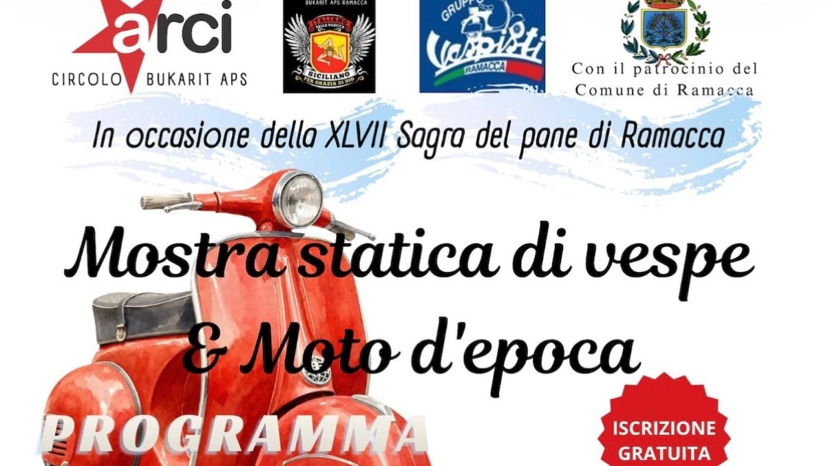 Ramacca: mostra statica di Vespe e moto d'epoca alla 47ª Sagra del Pane, domenica 18 ottobre - 