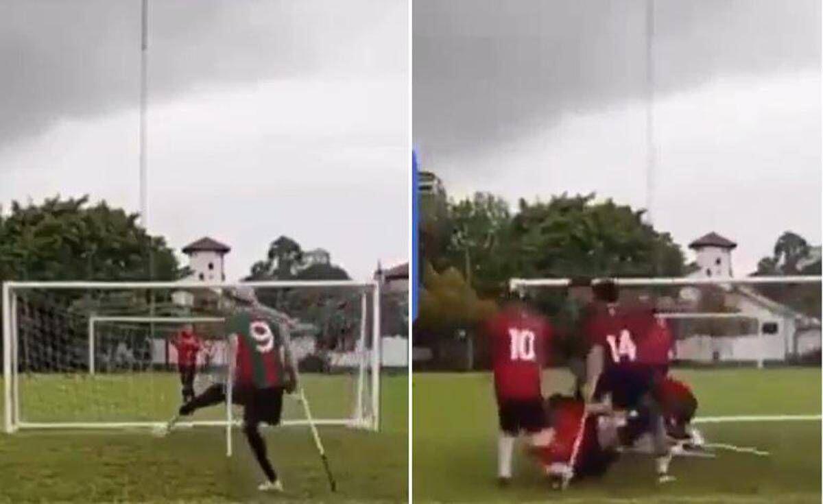 Finale di calcio tra giocatori amputati, maxi-rissa a colpi di stampelle - Video - 
