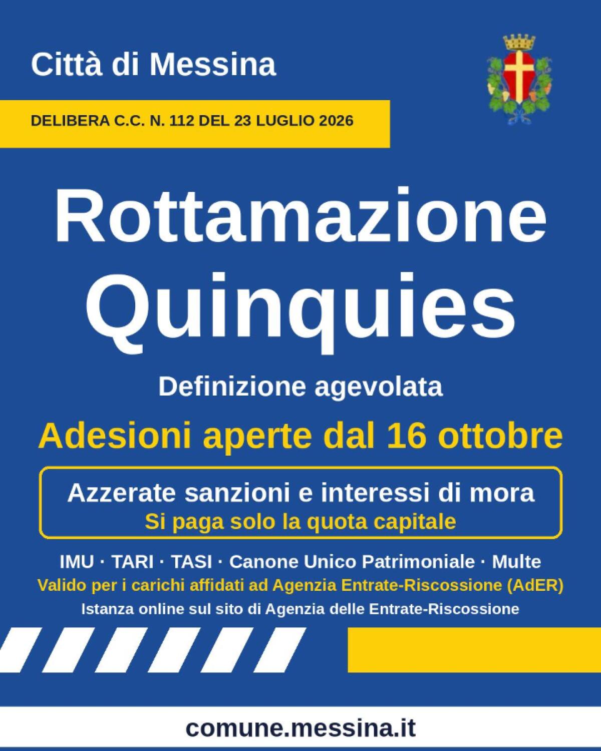 Messina: da oggi al via la «Rottamazione Quinques» per tributi comunali - 