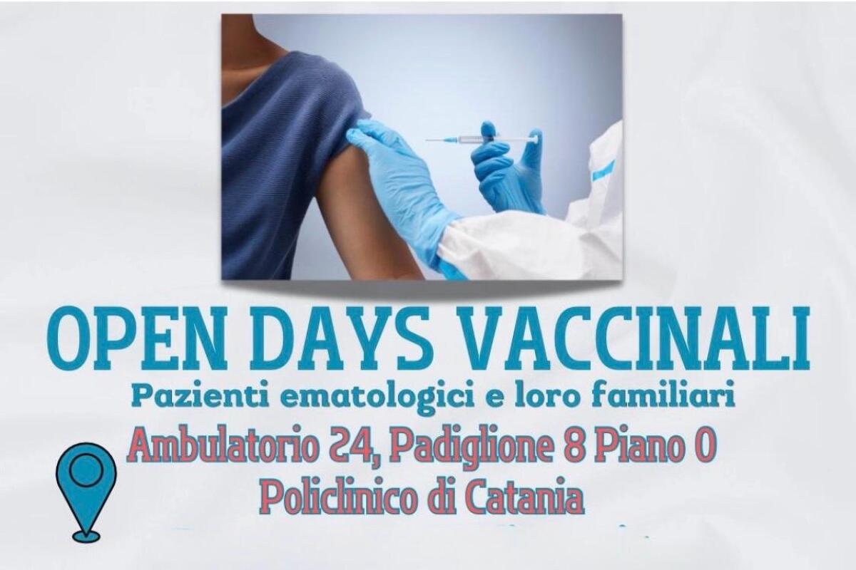 Vaccinazioni antinfluenzali gratuite per pazienti ematologici e familiari a Catania: Open Days 30/10 e 10/11 - 