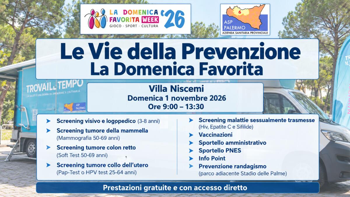Palermo: l'ASP porta screening e vaccinazioni a Villa Niscemi per la Domenica Favorita - 