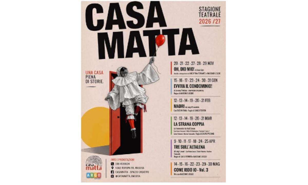 Casa Matta inaugura la Stagione Teatrale 2026-2027 e annuncia due nuovi progetti - 