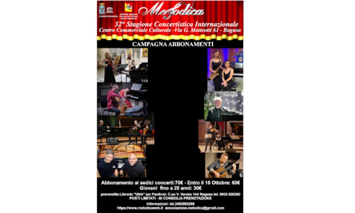 32ª Stagione Concertistica Melodica: 16 concerti dal 24 ottobre al 4 giugno 2027 - 