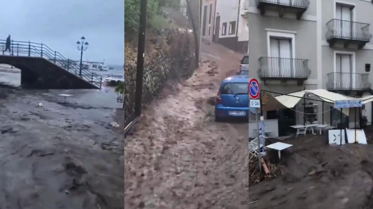 Nubifragio a Lipari: torrenti esondati, fango in centro e auto intrappolate - 