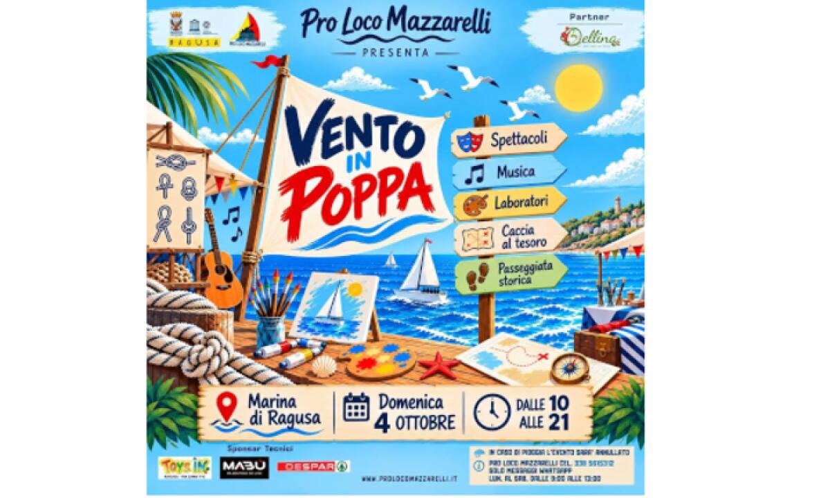 Vento in poppa: musica, spettacoli e laboratori a Marina di Ragusa il 4 ottobre - 