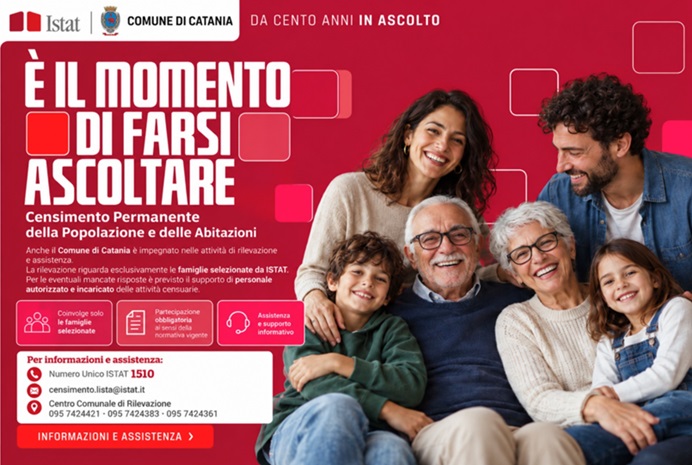 Censimento 2026: ISTAT avvia la rilevazione a Catania, scadenza 23 dicembre