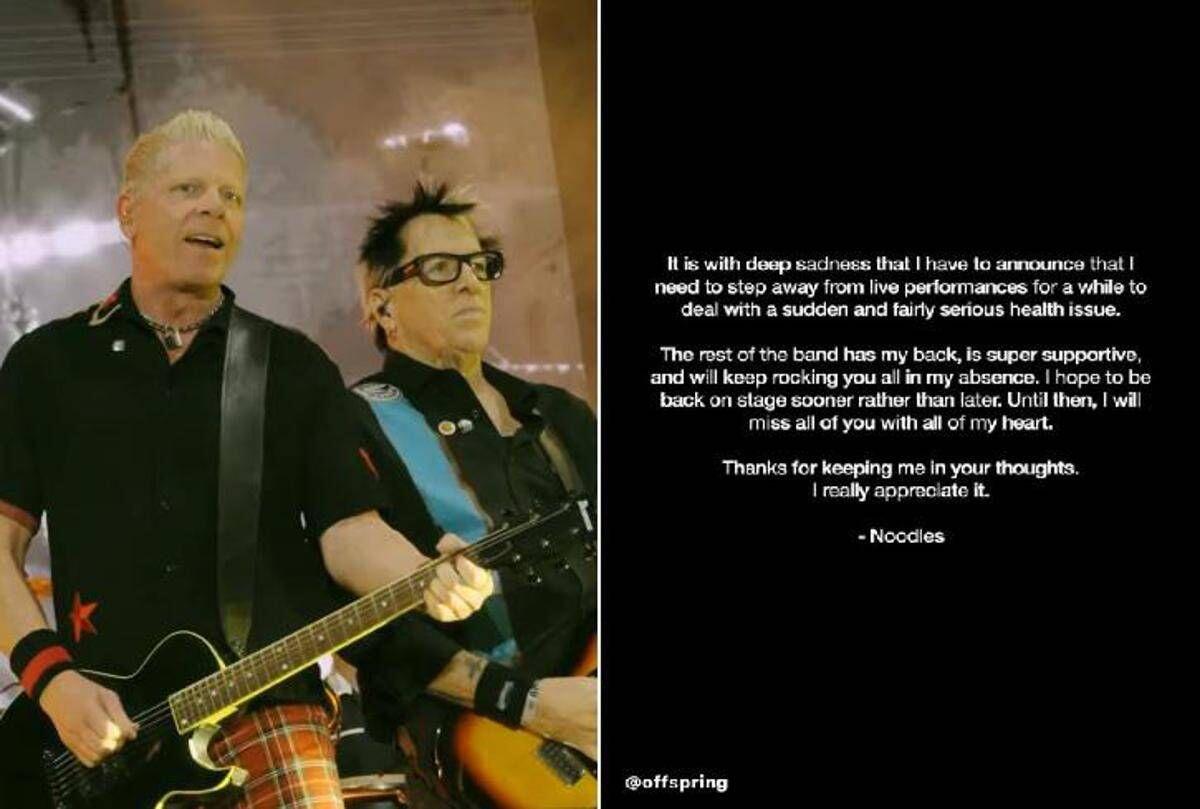 The Offspring, il chitarrista Noodles si ferma: "Ho un problema di salute" - 