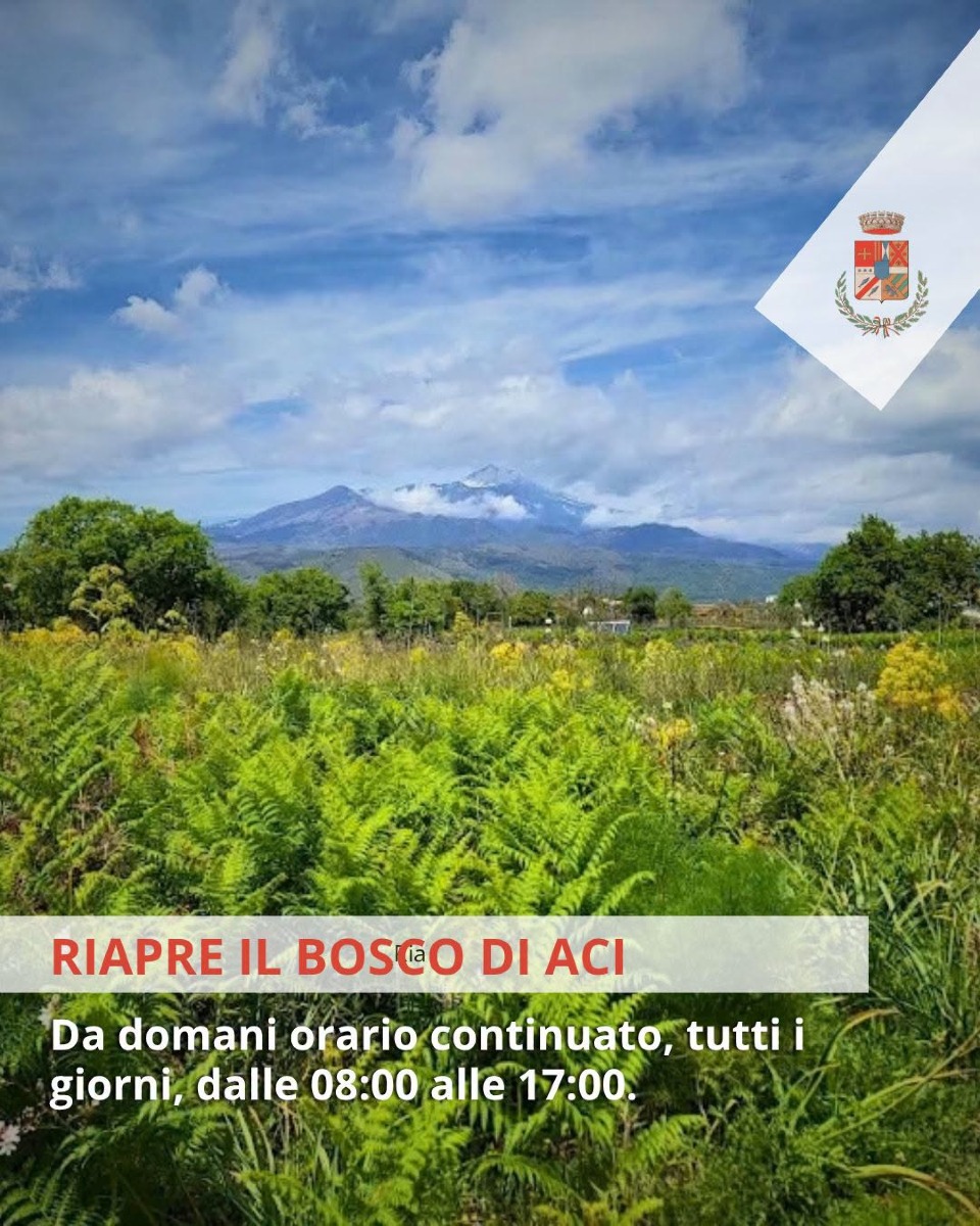 Locandina riapertura del Bosco di Aci 