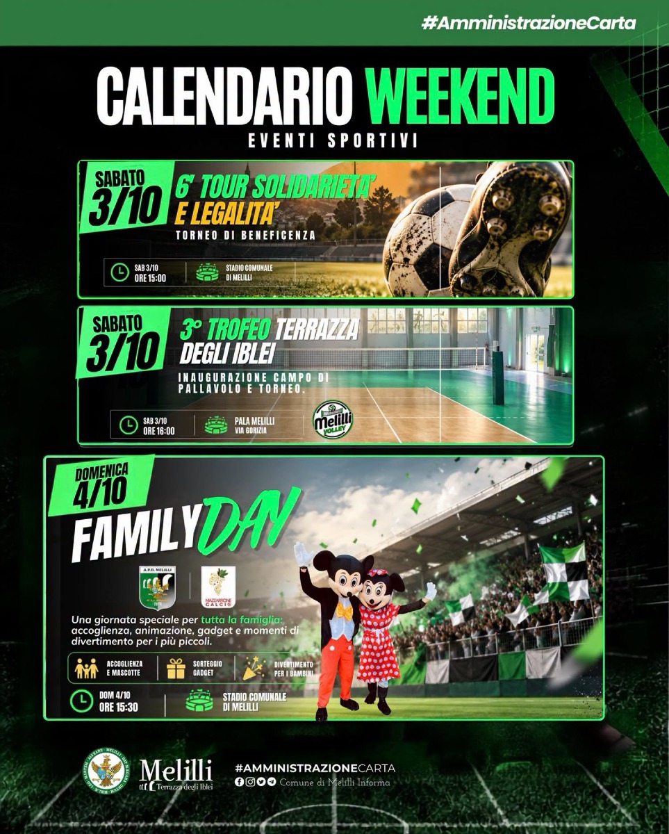 Locandina con eventi del weekend a Melilli