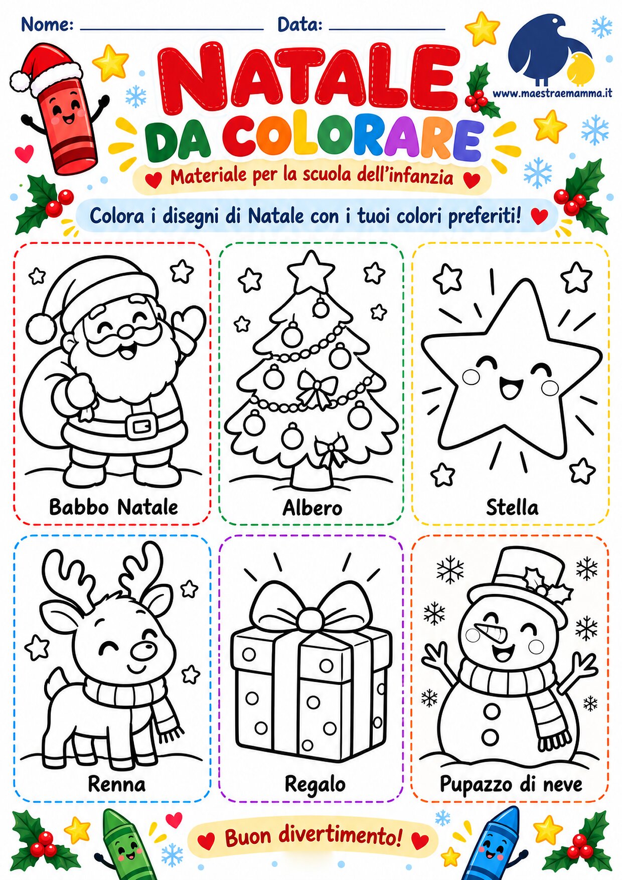 Natale da colorare: scheda per la scuola dell’infanzia