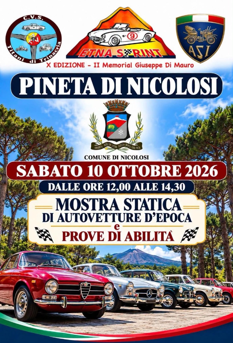 Locandina raduno macchine d'epoca a Nicolosi