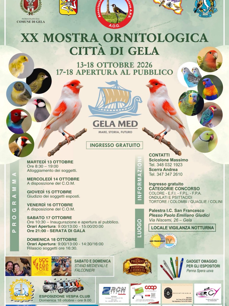 Locandina della Mostra ornitologica di Gela