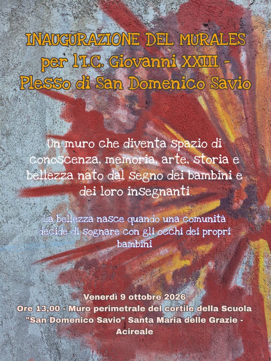 Locandina del Murales presso l'IC. Giovanni XII di Acireale