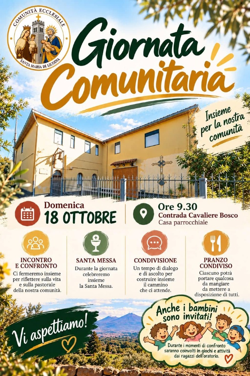Locandina della Giornata Comunitaria a Santa Maria di Licodia 