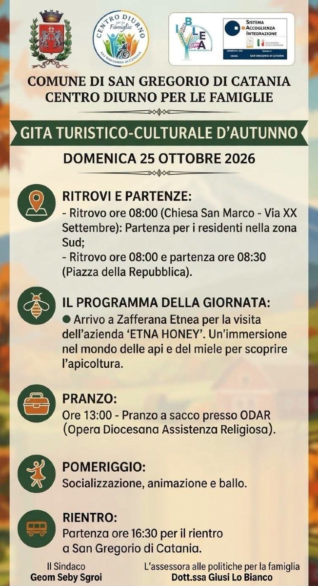 Programma Gita d'Autunno a San Gregorio di Catania