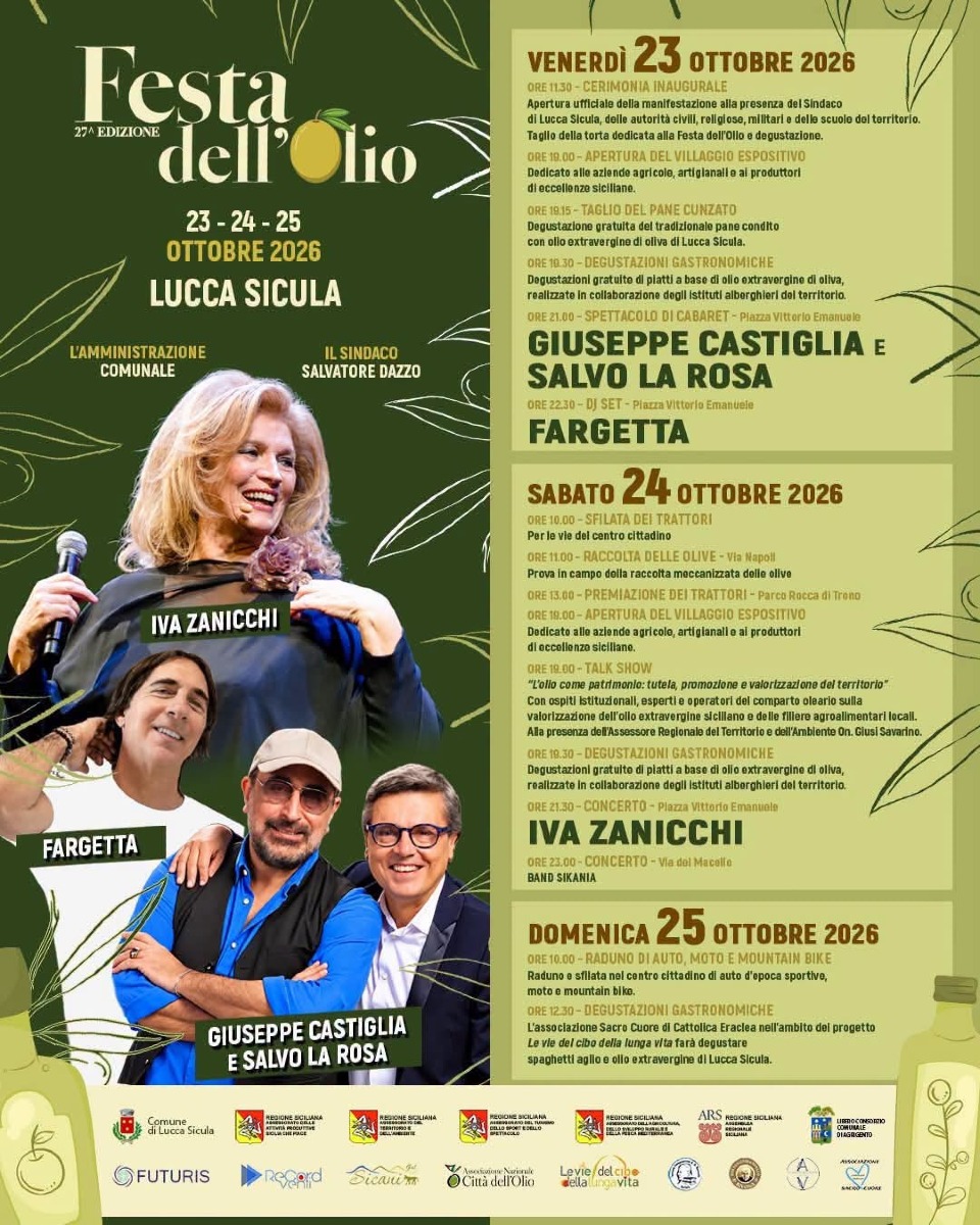 Locandina Festa dell'Olio 2026 a Lucca Sicula