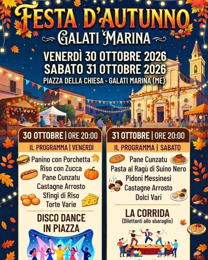 Locandina evento d'autunno a Galati Marina 2026
