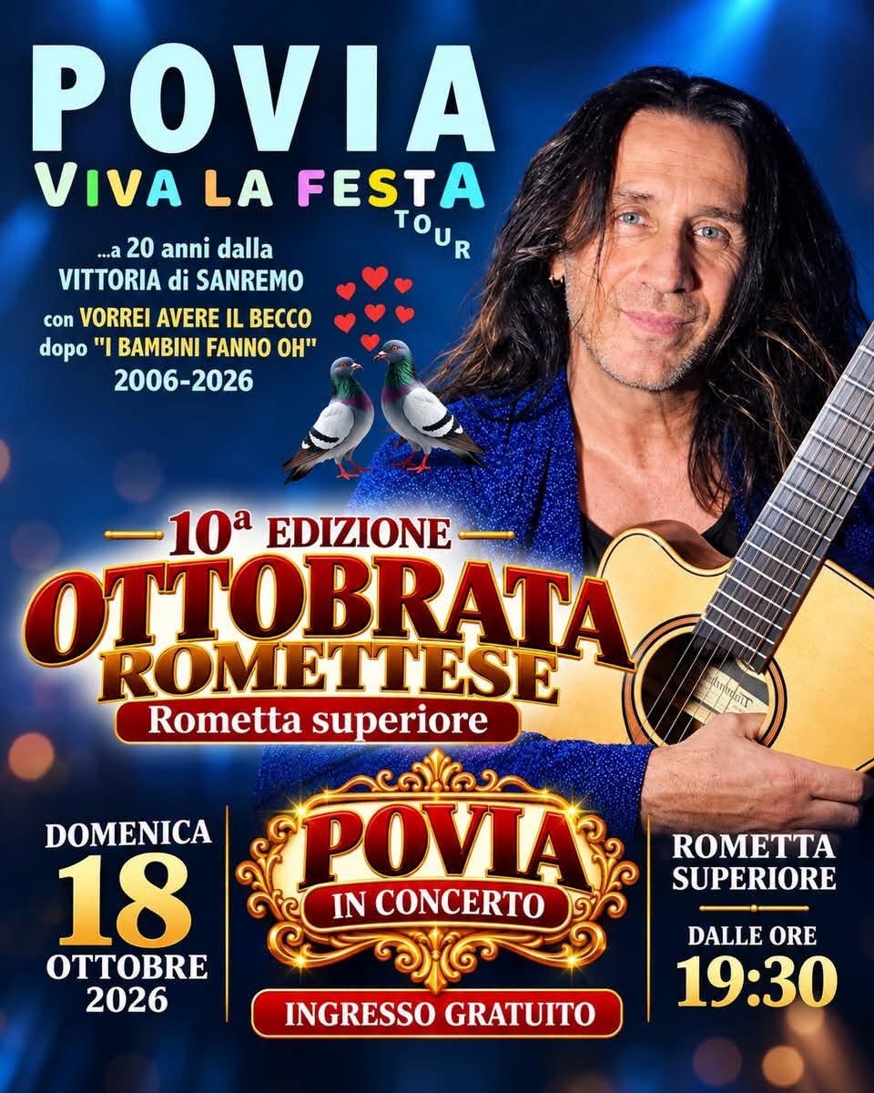 Locandina del concerto di Povia a Rometta Superiore 2026